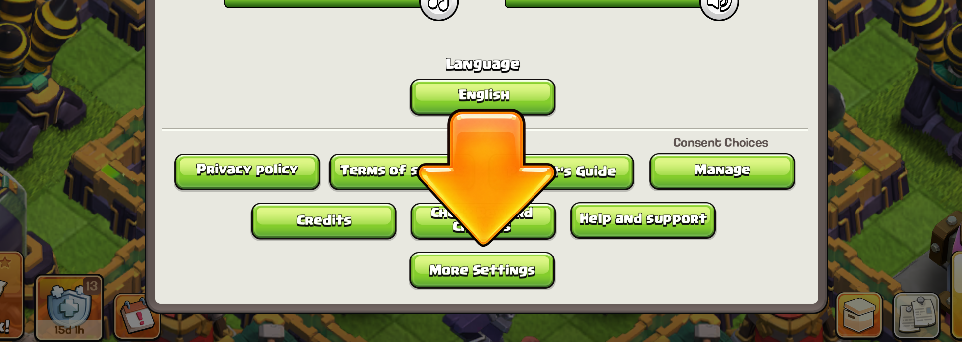 Settings screen showing the More Settings button